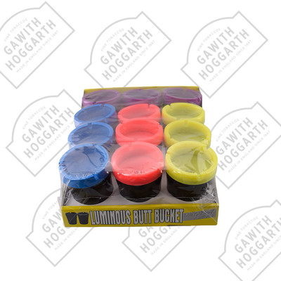 ASHTRAY ASSORTED COLOURS with BLACK LID (Display 12)
